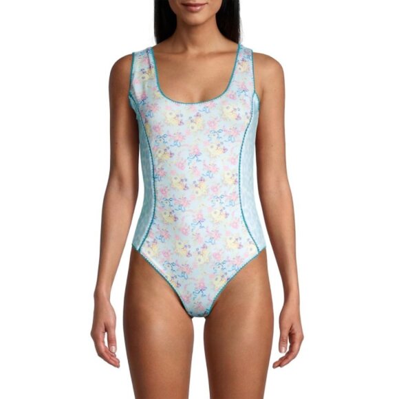 LoveShackFancy 'Mikkel' One-Piece Printed Swimsuit, Ocean Wave Blue - Picture 4 of 4